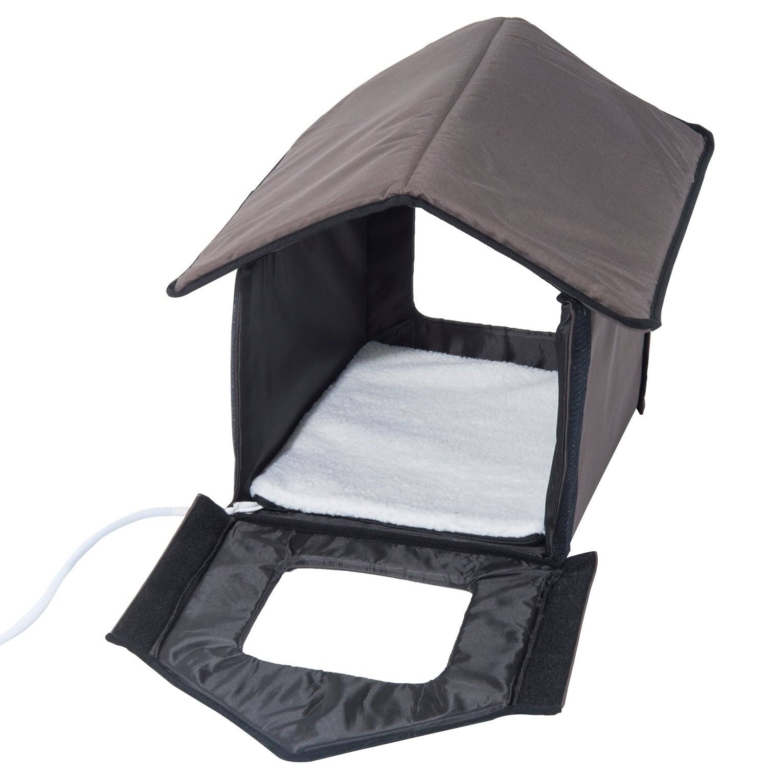 PawHut Outdoor Heated Cat House - Brown