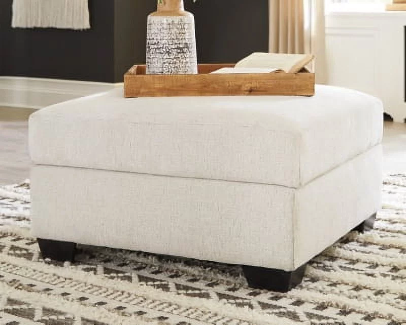 Signature Design by Ashley Contemporary Cambri Ottoman With Storage Chenille Snow
