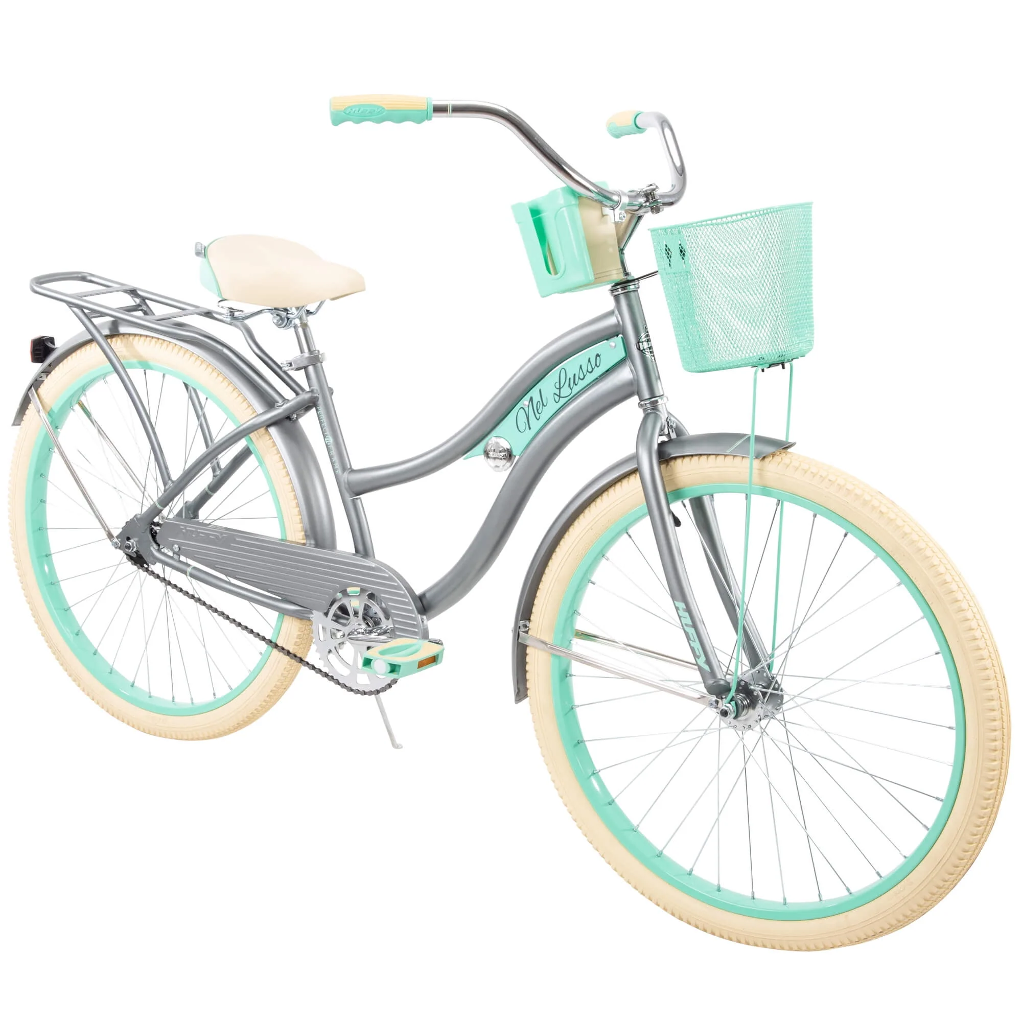 Huffy 26 Nel Lusso Classic Cruiser Bike with Perfect Fit Frame, Women's, Ages 13 Years, Light Blue