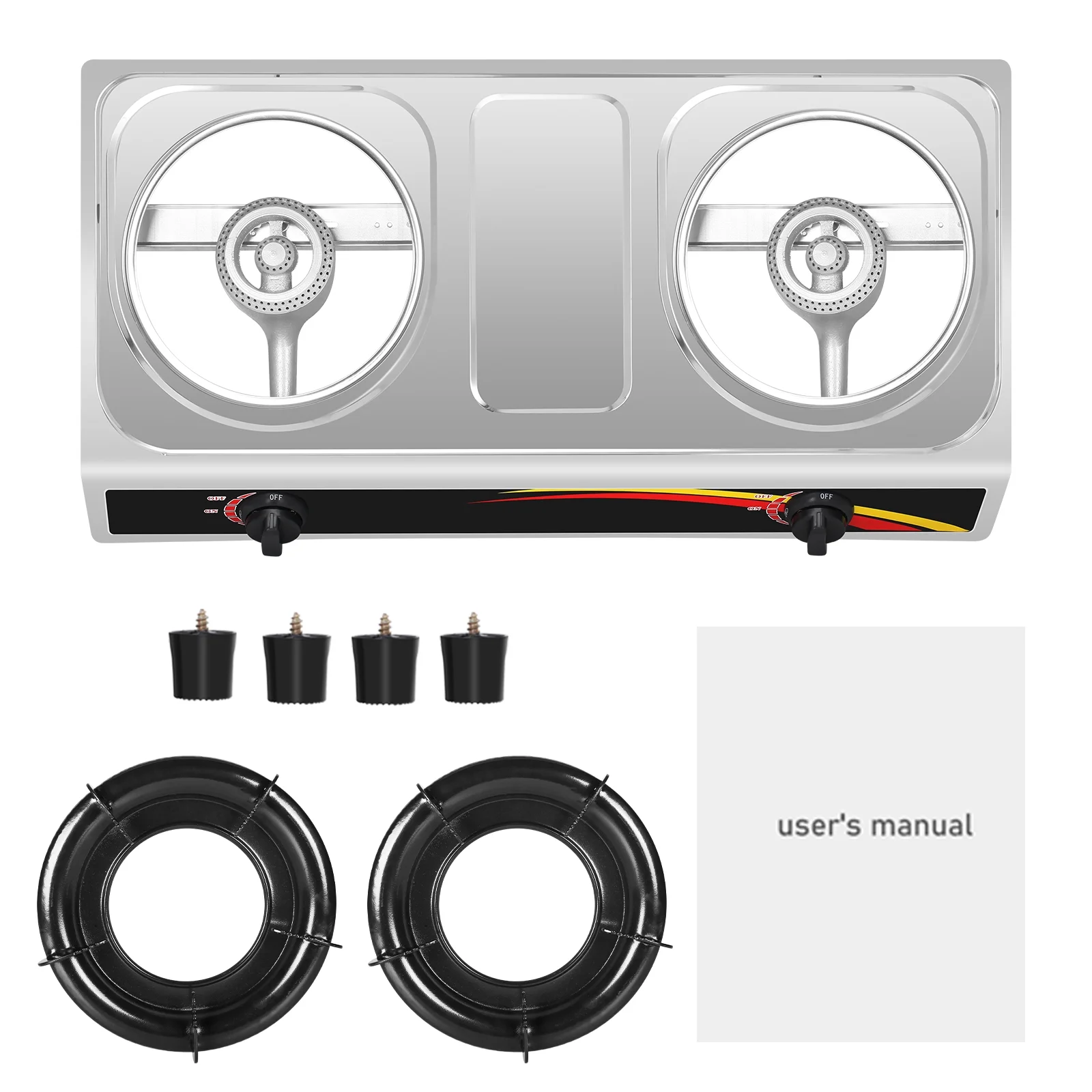 Wobythan Portable Camping Stove Propane Double Burner Gas Stove Kitchen Cooktop