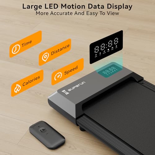 Superun Walking Pad Treadmill,Under Desk Treadmills for Home & Office,Portable 2.5 HP Treadmill with Remote Control&Smart Motion APP,300 Lbs Capacity