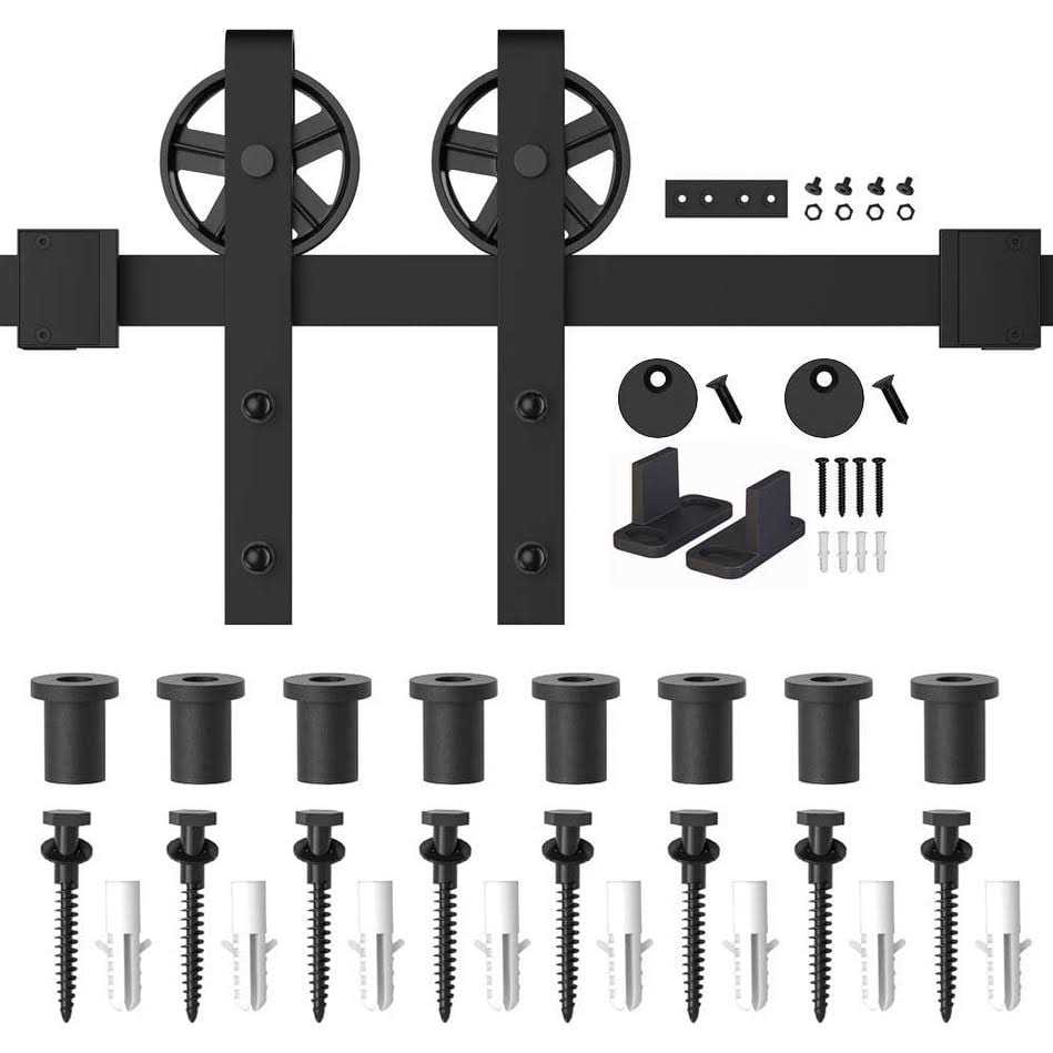 WINSOON Black Sliding Barn Door Hardware Kit for Single - Shop Hardware Tools Online Store