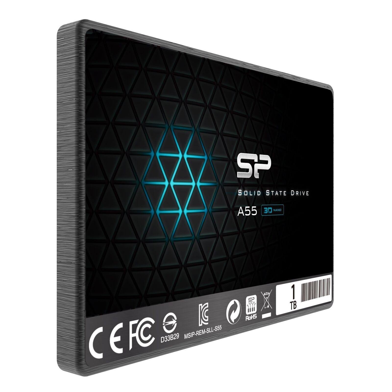 Silicon Power 1TB SSD 3D NAND A55 SLC Cache Performance Boost SATA III 2.5x22 7mm 0.28x22 Internal Solid State Drive sp001tbss3a