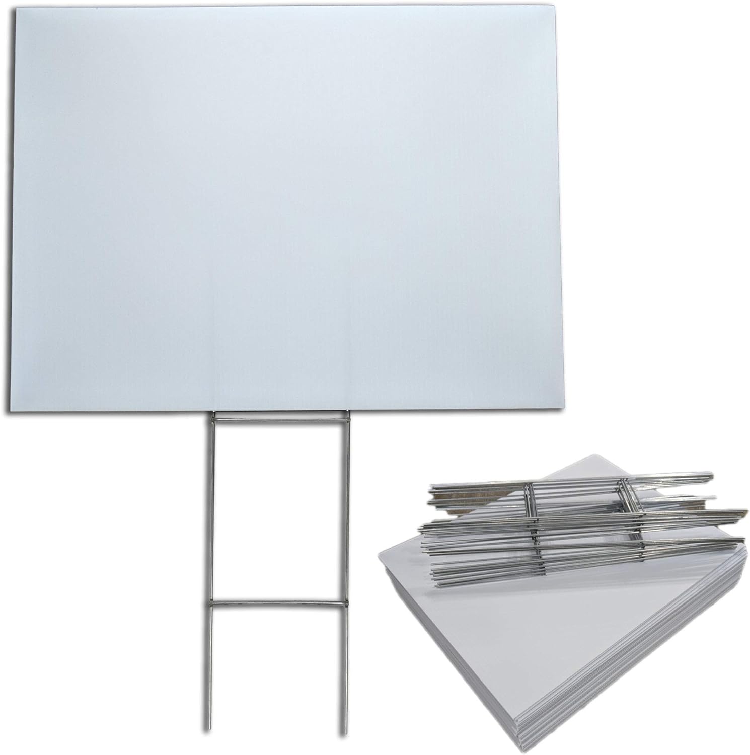 Visibility Signage Box of 50 Pack Blank Yard Signs 18x24 with h-Stakes for Garage Sales Signs, Graduations, or Political Lawn Sign