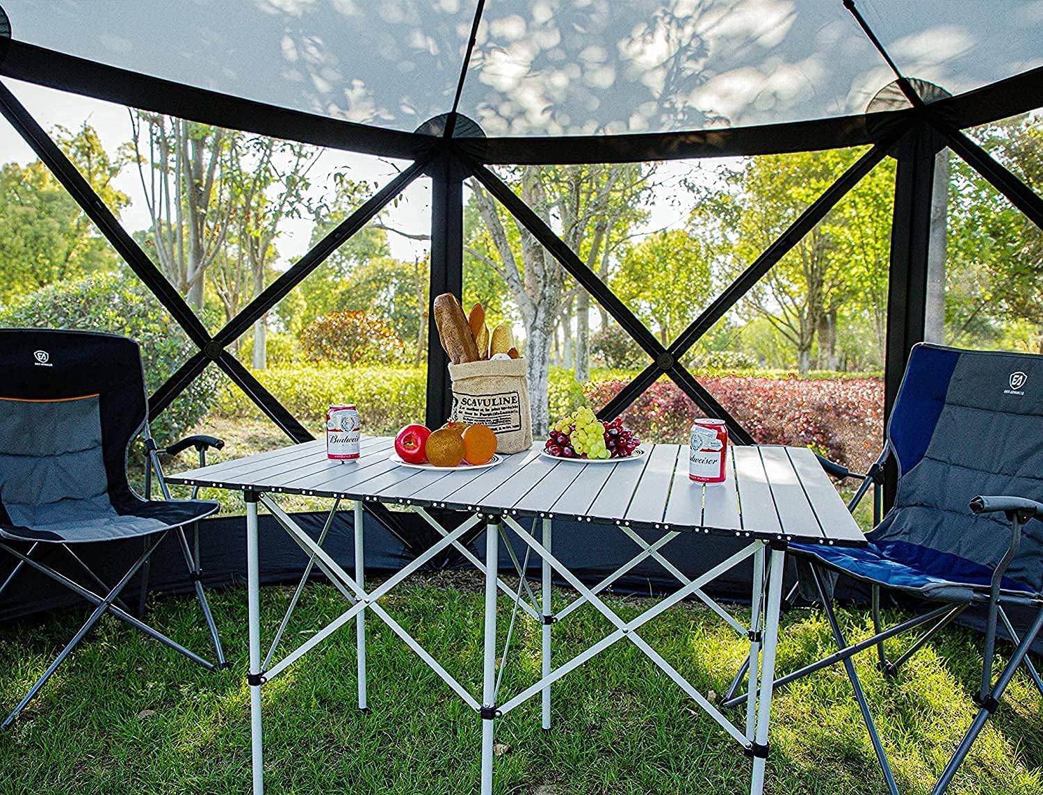 EVER ADVANCED Pop Up Gazebo Screen House Tent for Camping 8-10 Person Instant Canopy Shelter with Netting Portable for Outdoor, Backyard