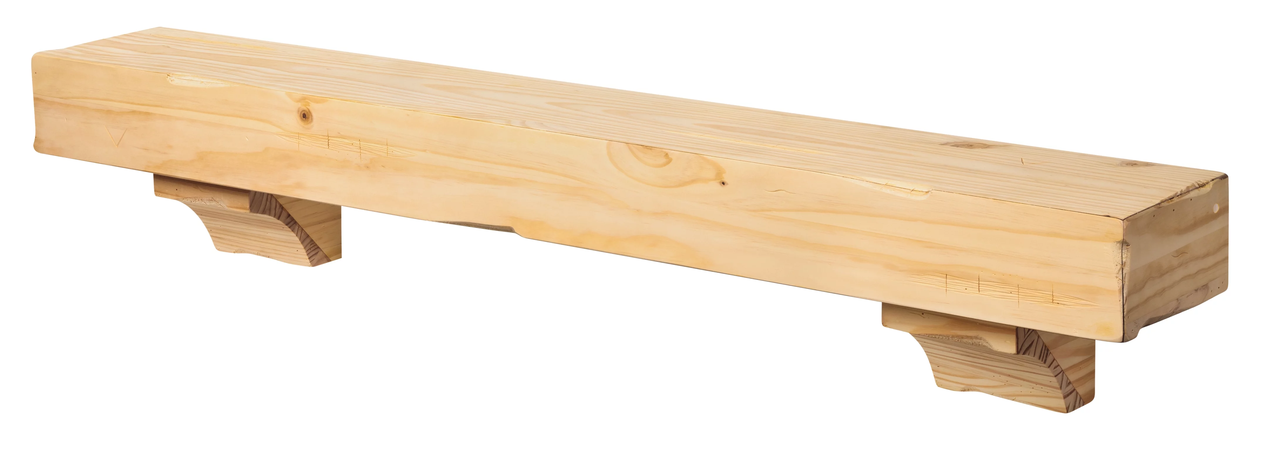 Pearl Mantels Shenandoah Hand Distressed and Hand Finished Premium Pine Wood Mantel Shelf, Unfinished, Paint and Stain Grade, 72"L & 9"D, Versatile Hanging Choices, with or without Corbels (Included)
