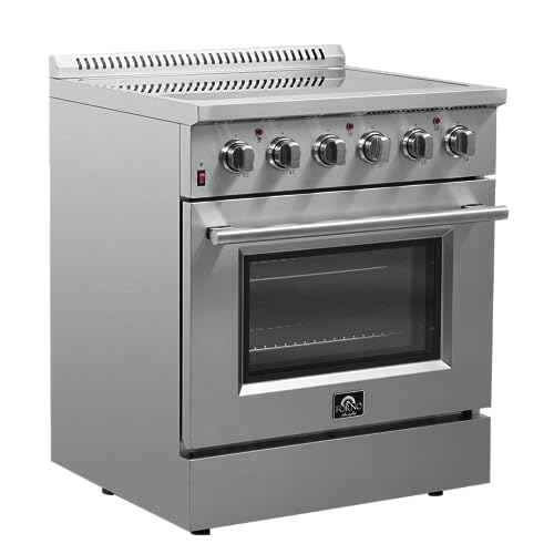 Forno Galiano Full Electric 30" Inch. Freestanding Range and Oven with 4 Radiant Elements Ceramic Glass Cooktop - 4.32 Cu.Ft. Stainless Steel Convection Oven with Air Fryer Kit