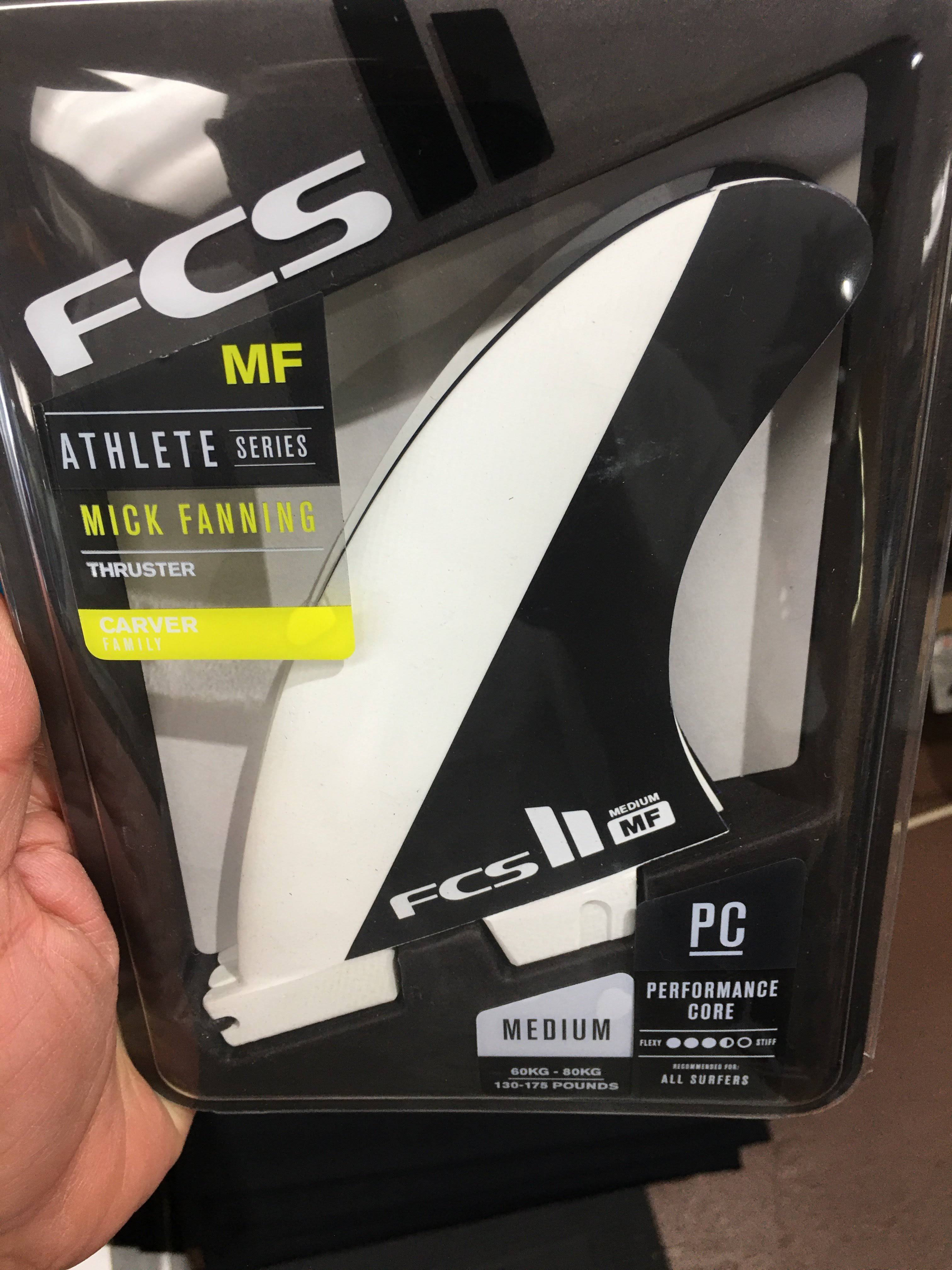 FCS II Mick Fanning Tri Fin Set Black/White Medium