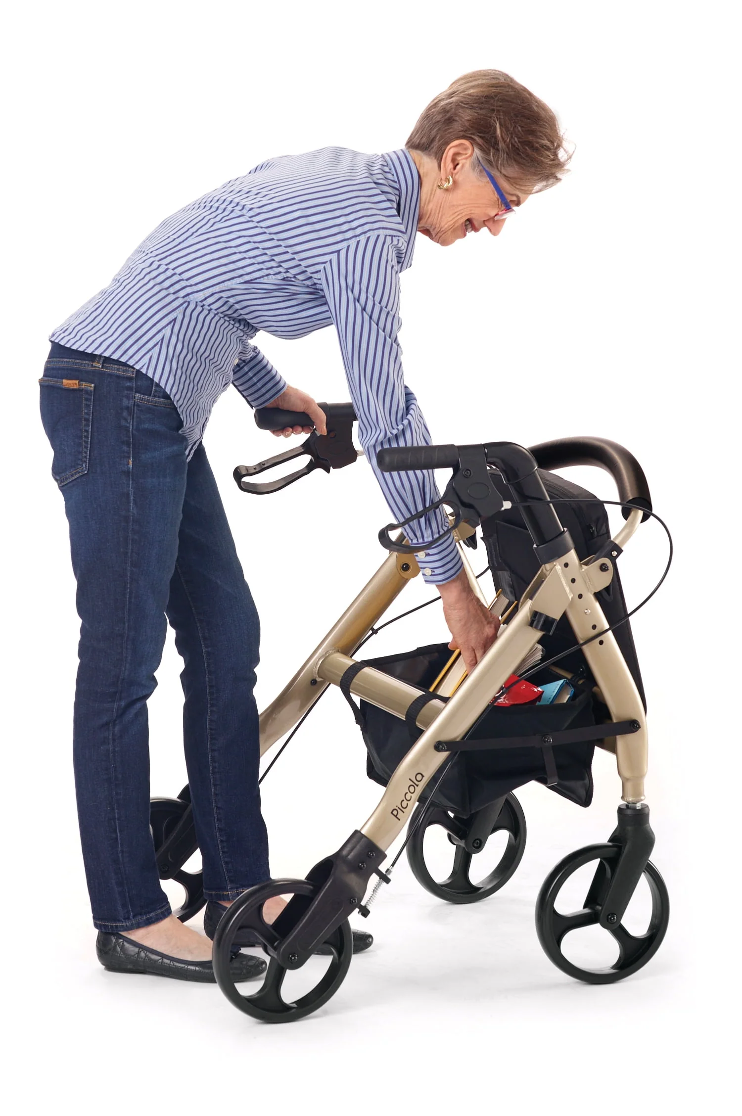 Comodita Piccola (Petite) Heavy Duty Rollator Walker with Comfortable 15 Wide Seat (Metallic Red)