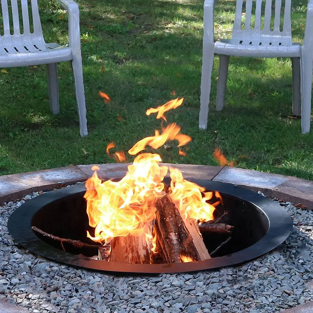Durable Steel Fire Pit Ring Liner DIY Fire Pit Rim - 27 Inch Diameter by Sunnydaze Decor