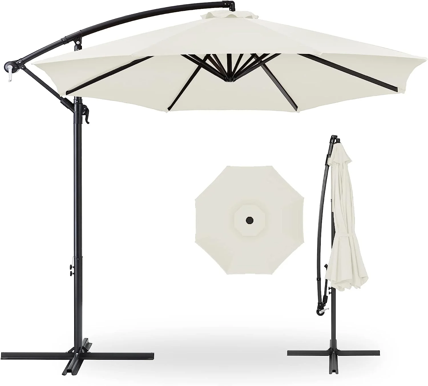 10ft Offset Hanging Patio Umbrella - Tilt Adjustment, Polyester Shade - Curated Treasures Market