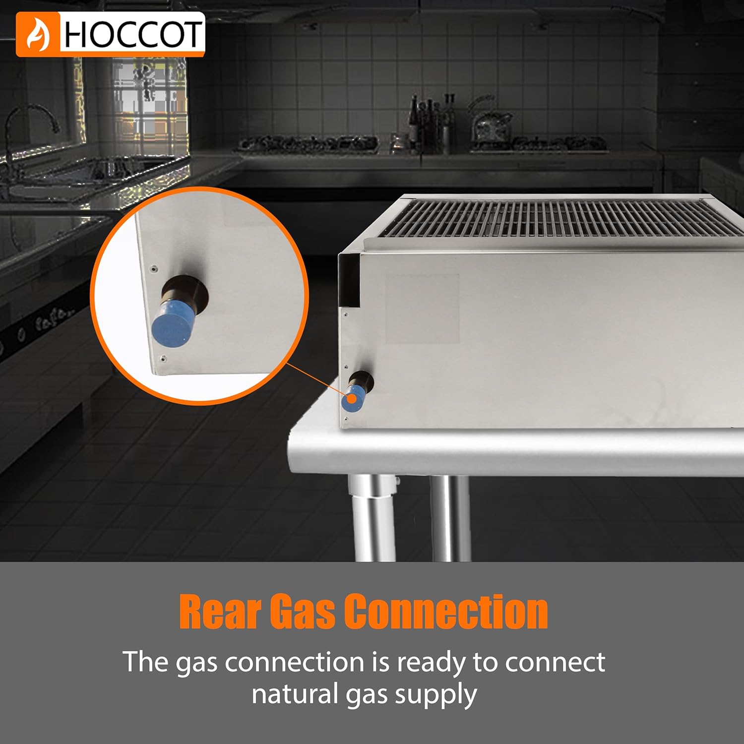 HOCCOT 32" Commercial Gas Grill Radiant Char Broiler, Stainless Steel Natural Gas Char-Broiler with Grill for Restaurant Equipment BBQ