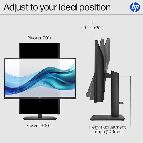 HP 27h Full HD Monitor - Diagonal - IPS Panel & 75Hz Refresh Rate - Smooth Screen - 3-Sided Micro-Edge Bezel - 100mm Height/Tilt Adjust - Built-in Dual Speakers - for Hybrid Workers,Black