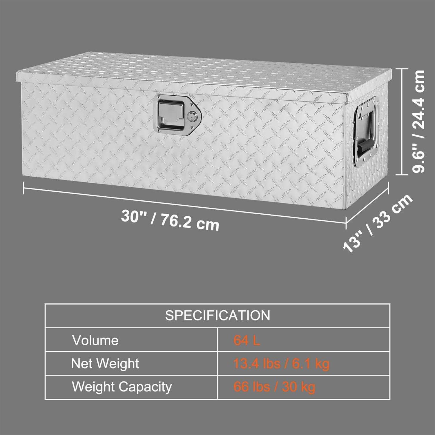 VEVOR Heavy Duty Aluminum Truck Bed Tool Box, Diamond Plate Tool Box with Side Handle and Lock Keys - Shop Hardware Tools Online Store