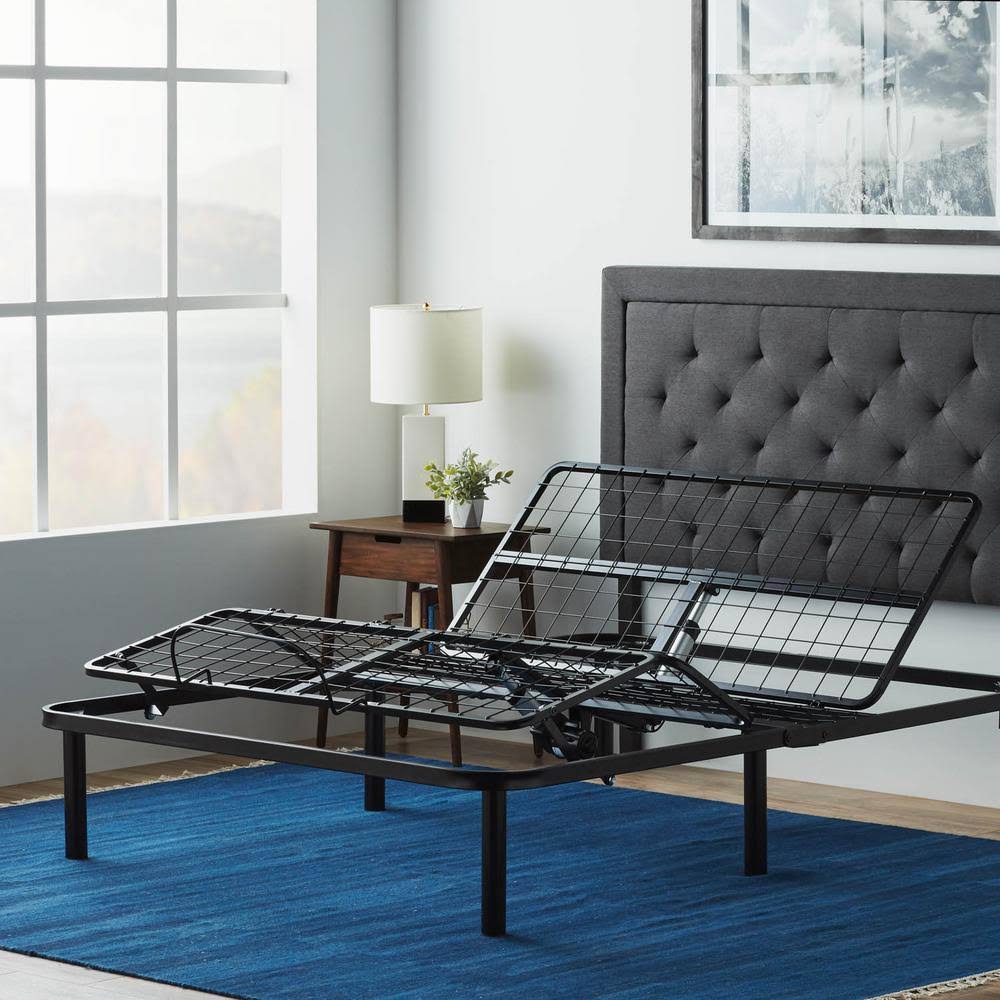 Lucid Comfort Collection Standard Adjustable Bed Base - Queen, Black