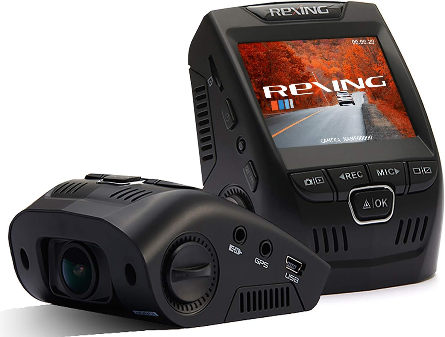 Rexing V1 Basic Dash Cam 1080P FHD DVR Car Driving Recorder, 2.4" LCD Screen 170°Wide Angle, G-Sensor, WDR, Parking Monitor, Loop Recording Pack of 2