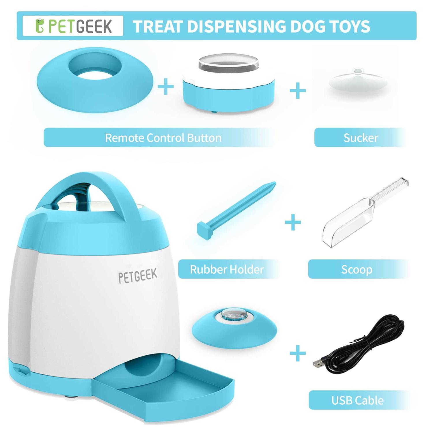 PETgEEK Treat Dispenser Dog Toys, Automatic Pet Feeder with Dual Power Supply and Remote control, Dog Puzzle Toys and Interactive Dog Toys in One - Pet Supplies online store