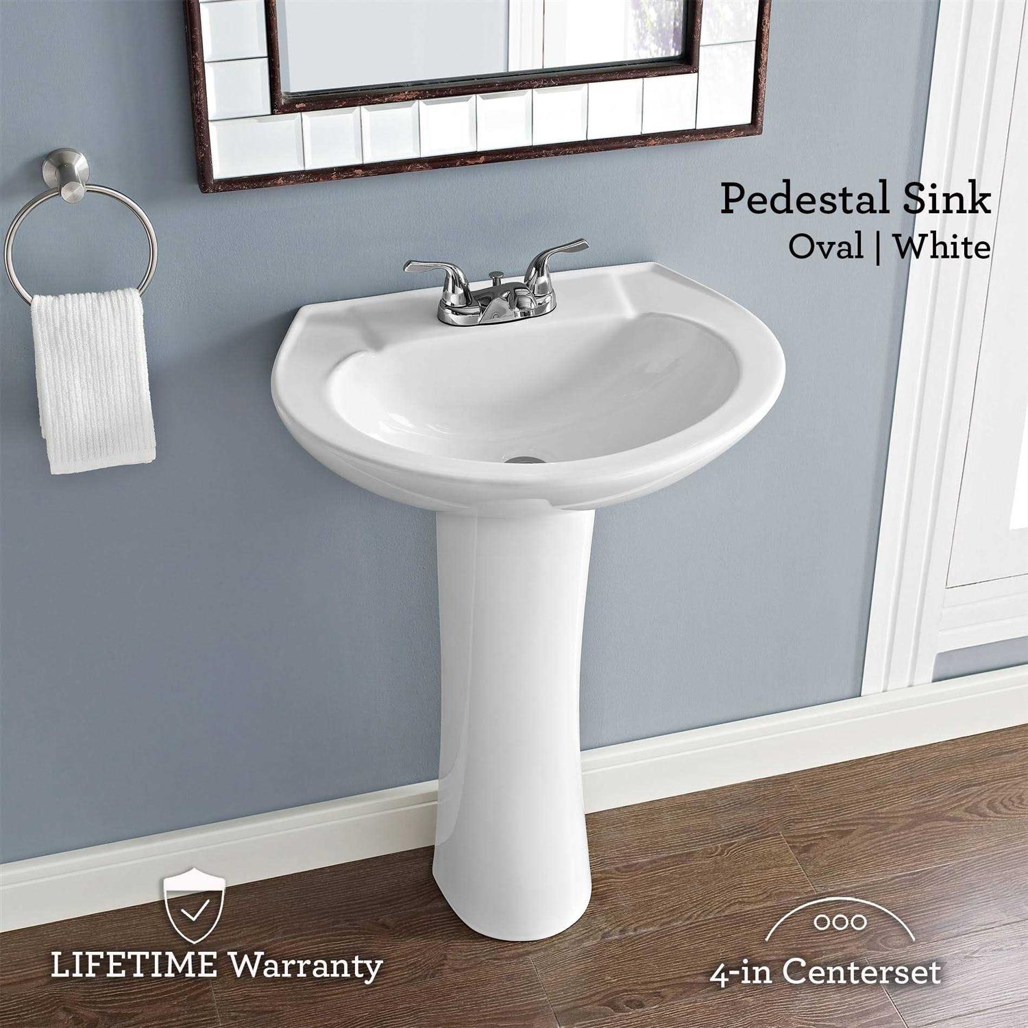 tosestores Aquasource 33.66-in H White Vitreous China Pedestal Sink Combo ML-20601 - Shop Hardware Tools Online Store