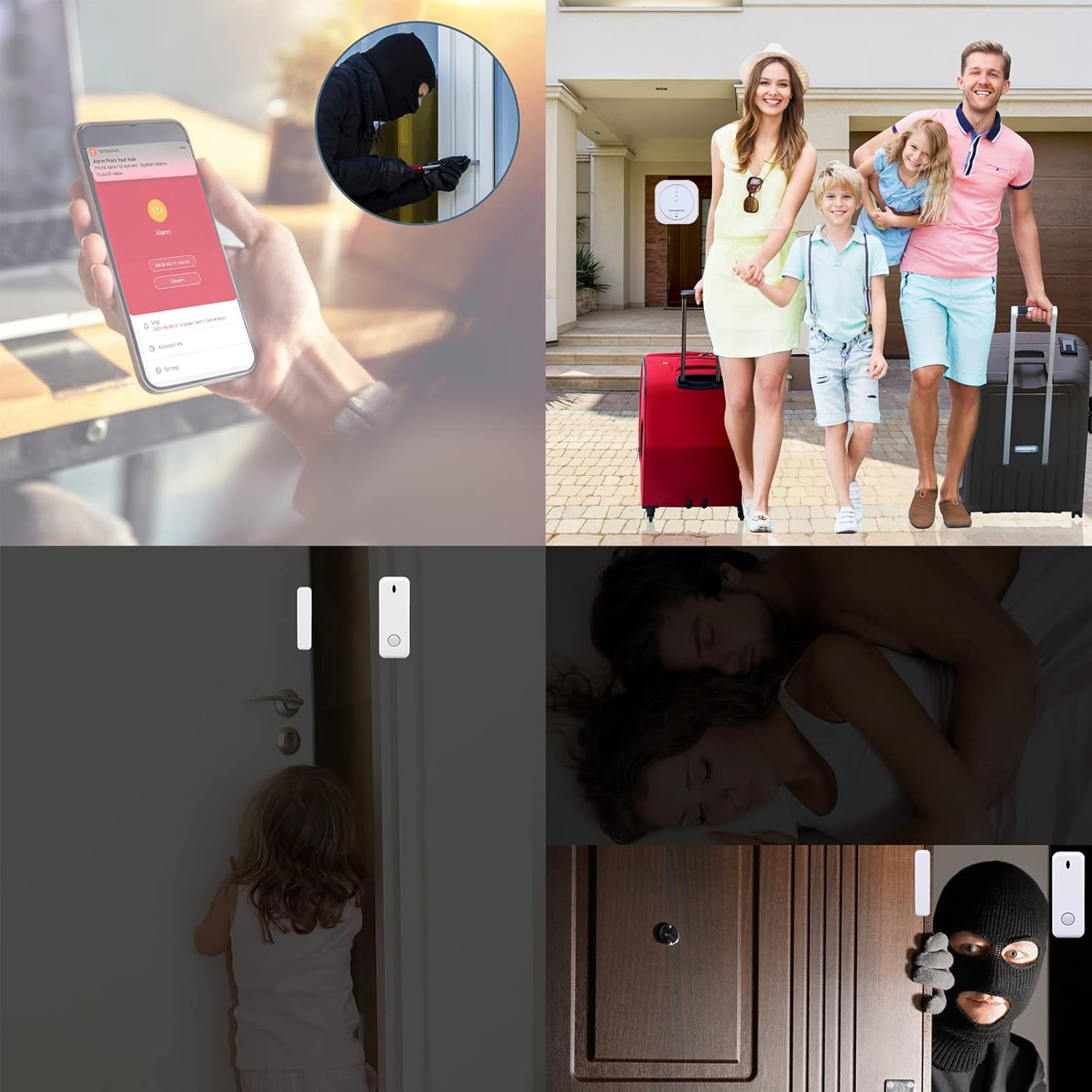 Alarm System for Home Security, HOIDURY Home Security System, WiFi Door Alarm, 8-Piece kit 1 Hub Station, 5 Door Window Alarm Sensors, 2 Remotes, Works with Alexa, for House Office Apartment Business. Pack of 2