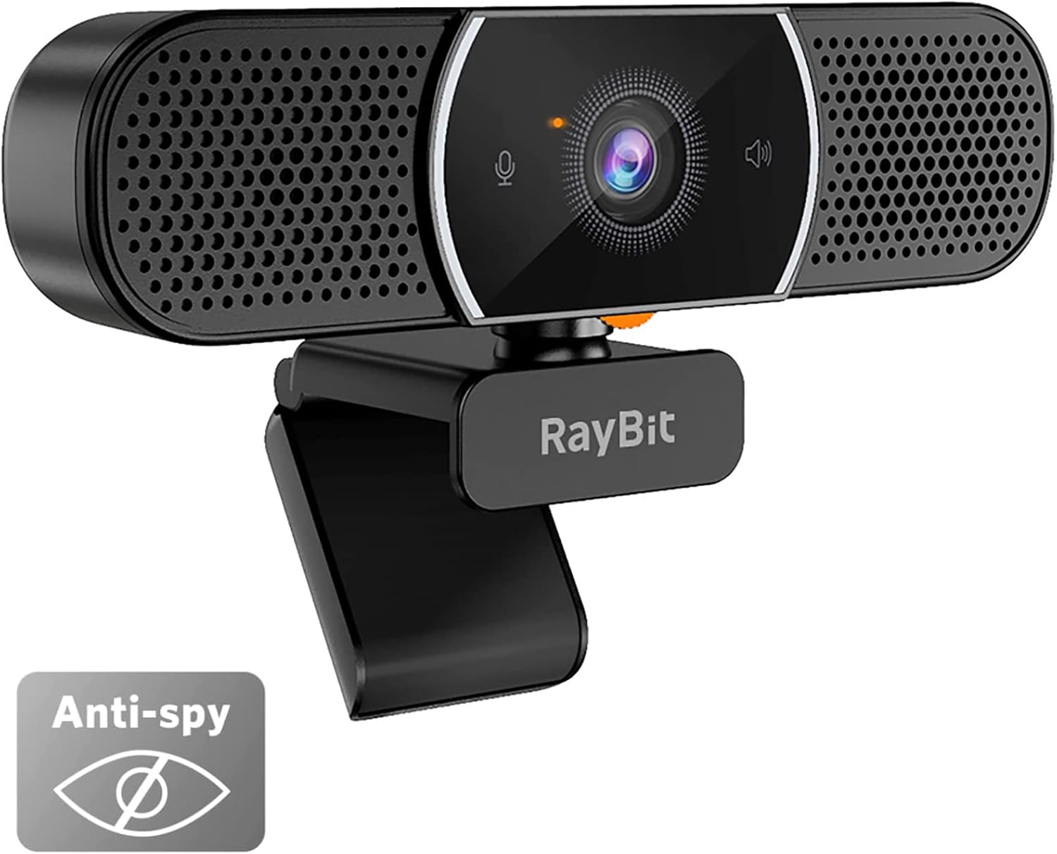 3 in 1 Webcam - Webcam with Microphone and Speaker, Professional Hi-Fi Speakers & Noise Reduction Mic Arrays, Built-in Privacy Cover & w/Light Correction & Autofocus Conference Computer Camera Pack of 2