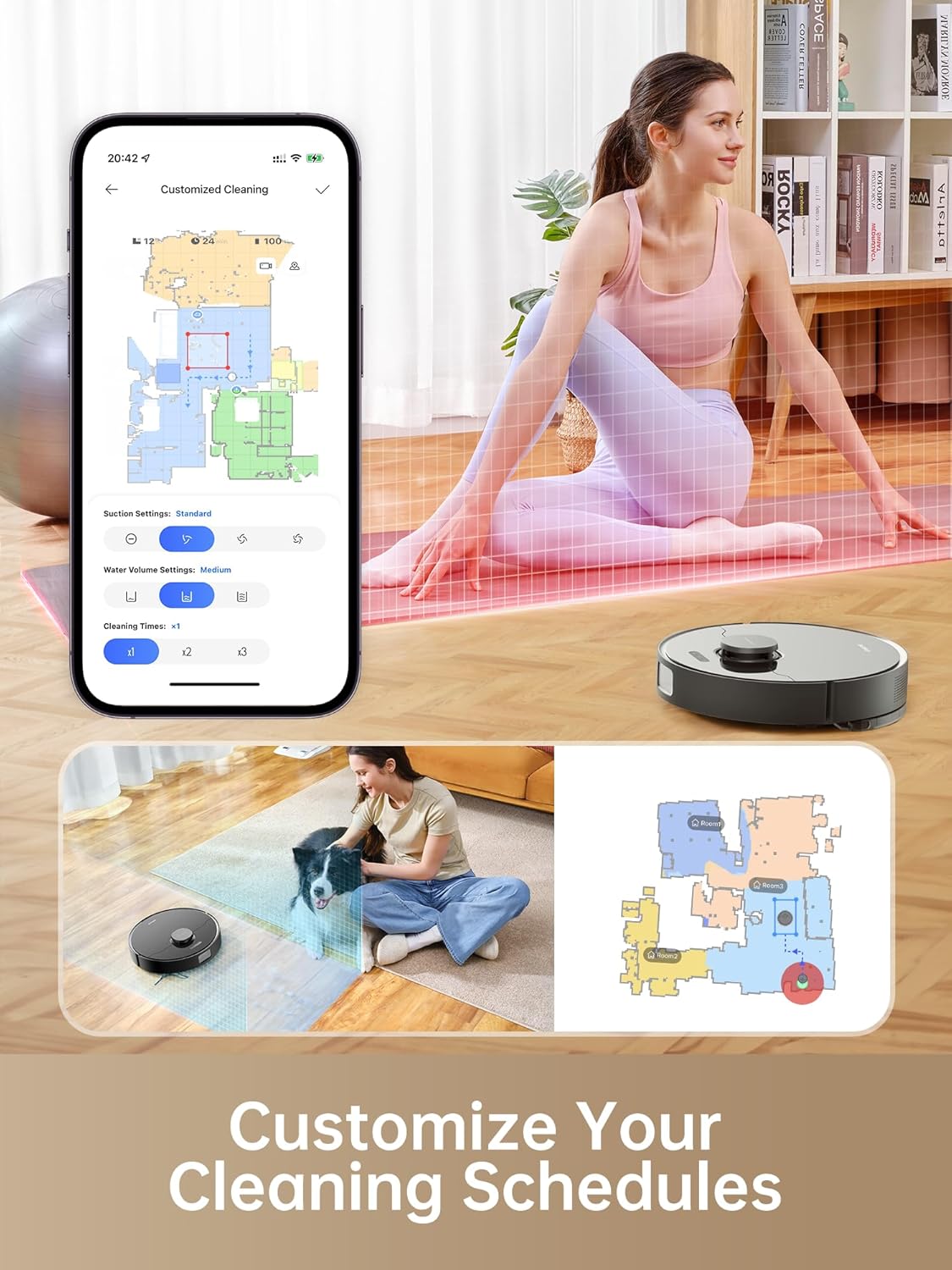 Dreametech D10s Plus Robot Vacuum and Mop Combo, Self-Emptying for up to 65 Days, 5,000Pa Suction Power, Advanced AI and LiDAR Navigation, 280-min Runtime, Compatible with Alexa, Ideal for Pet Hair