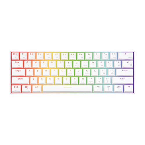 RK Royal Kludge RK61 2.4GHz Wireless/Bluetooth/Wired 60% Mechanical Keyboard, 61 Keys RGB Hot Swappable Red Switch Gaming Keyboa
