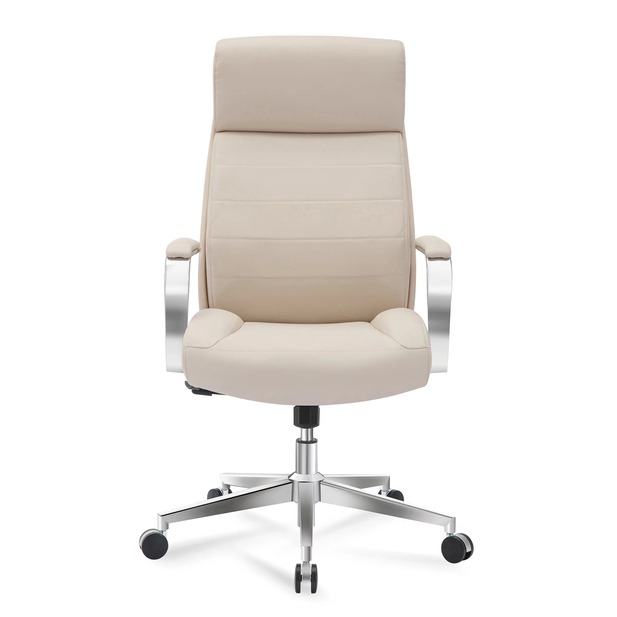 Realspace® Modern Comfort Modee Vegan Leather High-Back Executive Office Chair, Sand/Chrome, BIFMA Compliant