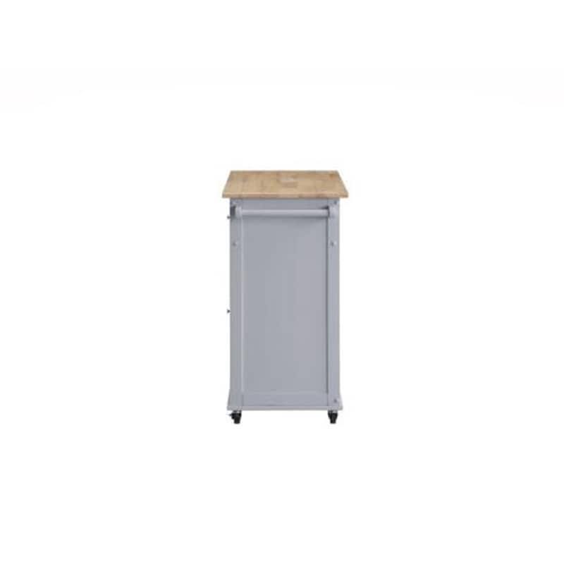 Cottage Style Kitchen Island Storage Cart with Natural Finish Top - 46.5x22 x 17.8x22 x 34.4x22H - White