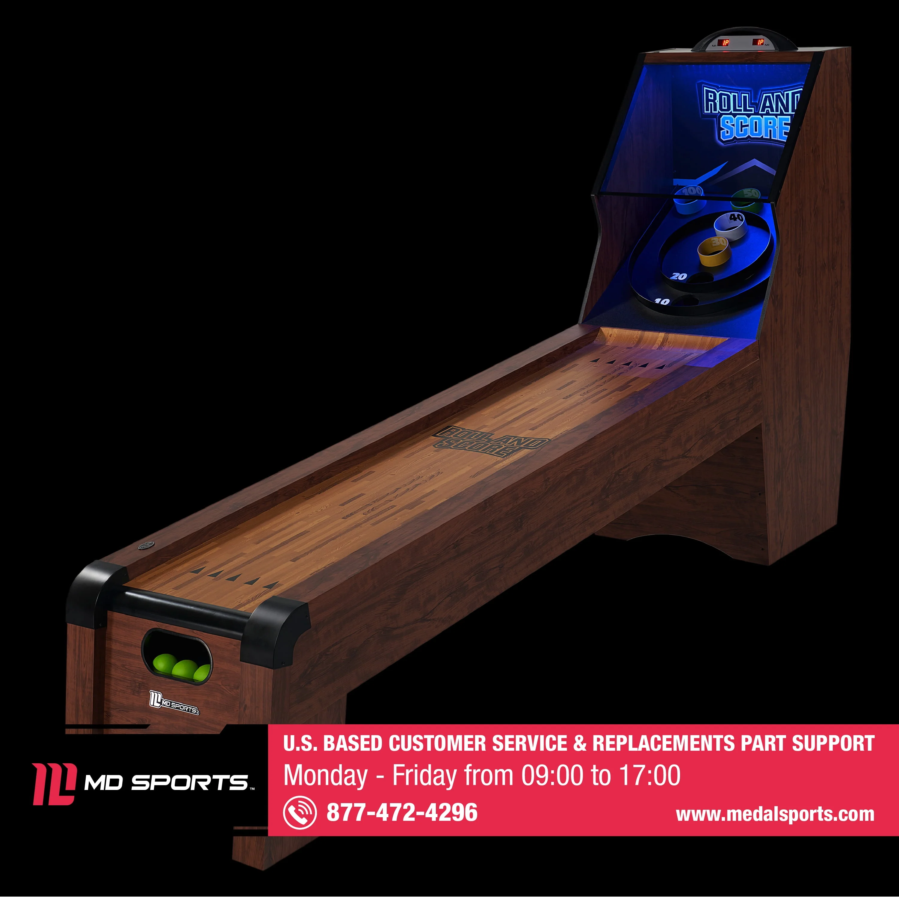 MD Sports 9' Roll and Score Game, LED Scorer, Arcade Sound Effects