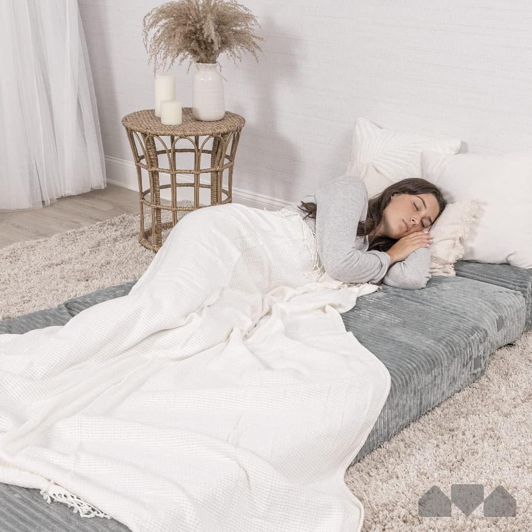 Milliard Tri Folding Sofa Mattress, Memory Foam Foldable Mattress with Ultra Soft & Washable Ribbed Fur Cover, Twin Size (75" x 38" x 6")