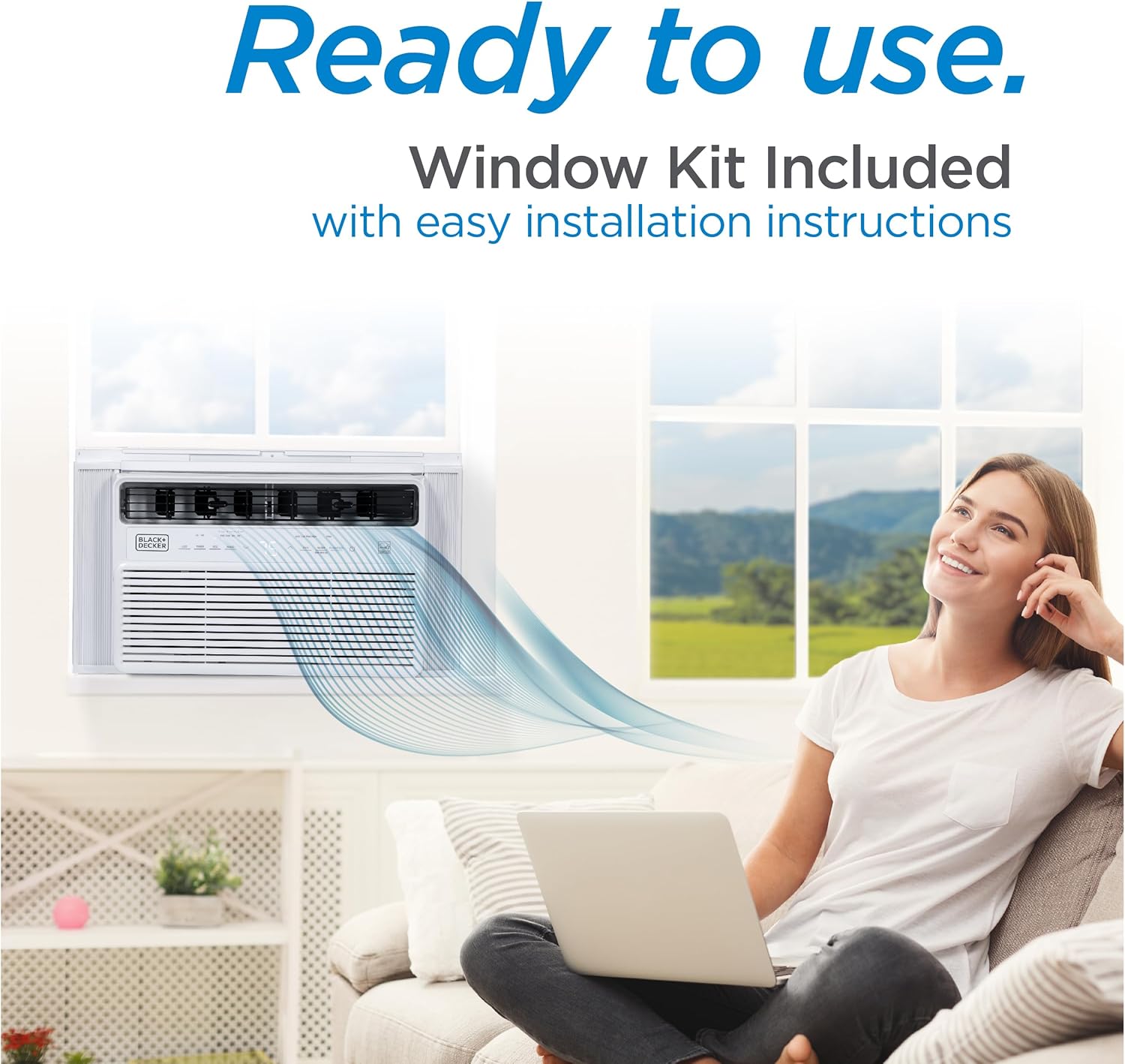 BLACK+DECKER 12,000 BTU Inverter Window Air Conditioner, Window AC Units for Up To 550 Sq. Ft., ENERGY STAR Rated AC Unit, Full Function Remote Control, White