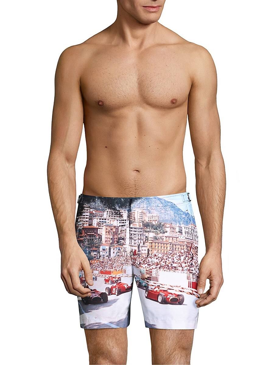 Men&s Orlebar Brown Bulldog Photographic Swim Trunks, Size 28 - Blue