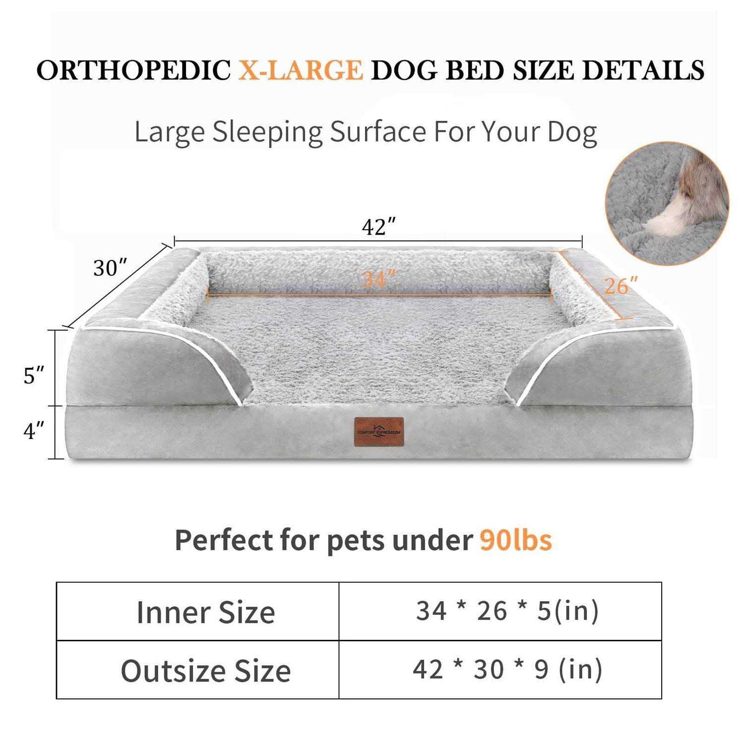 Comfort Expression Jumbo Dog Bed for Extra Large Dogs Waterproof Orthopedic Dog Bed - Pet Supplies online store
