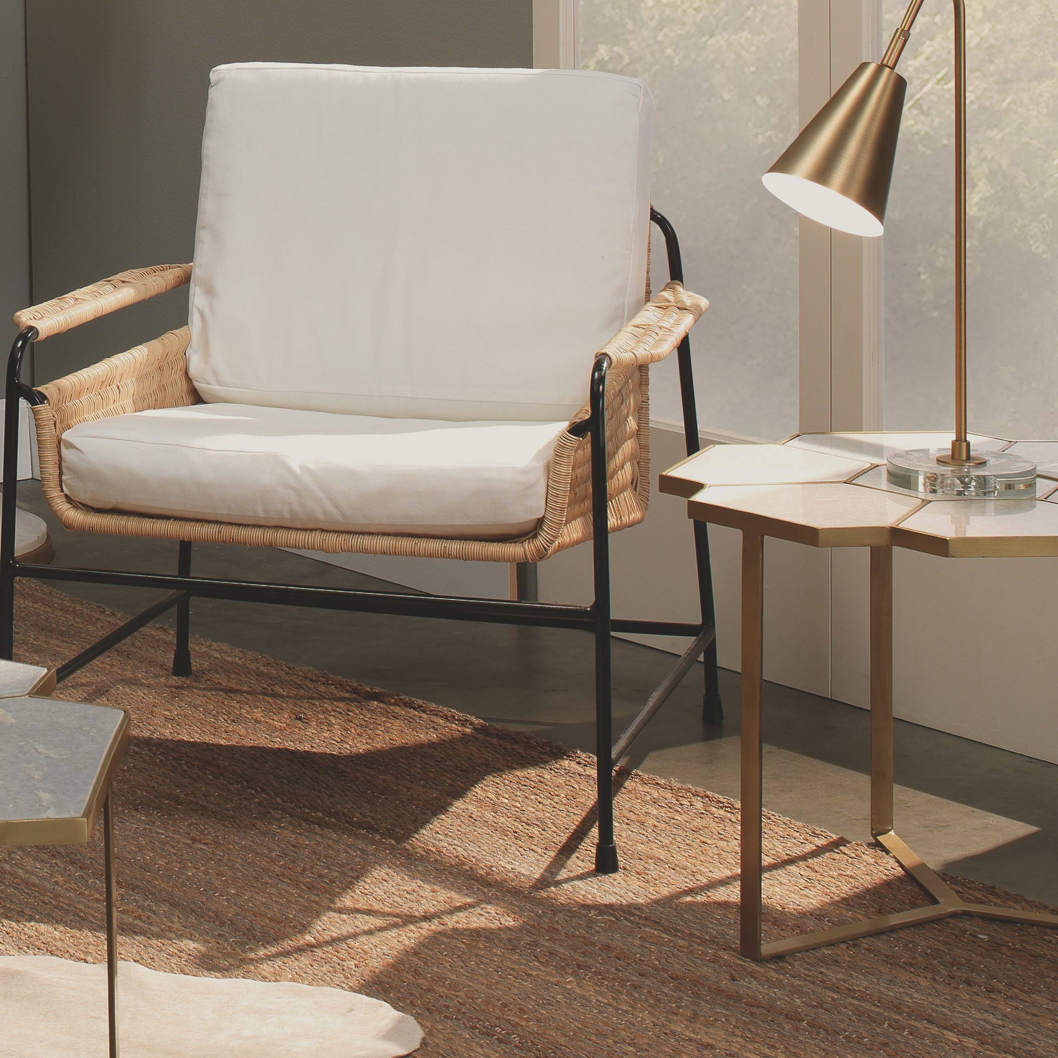 Jamie Young Perennial Side Table in White Marble u0026 Brass Metal