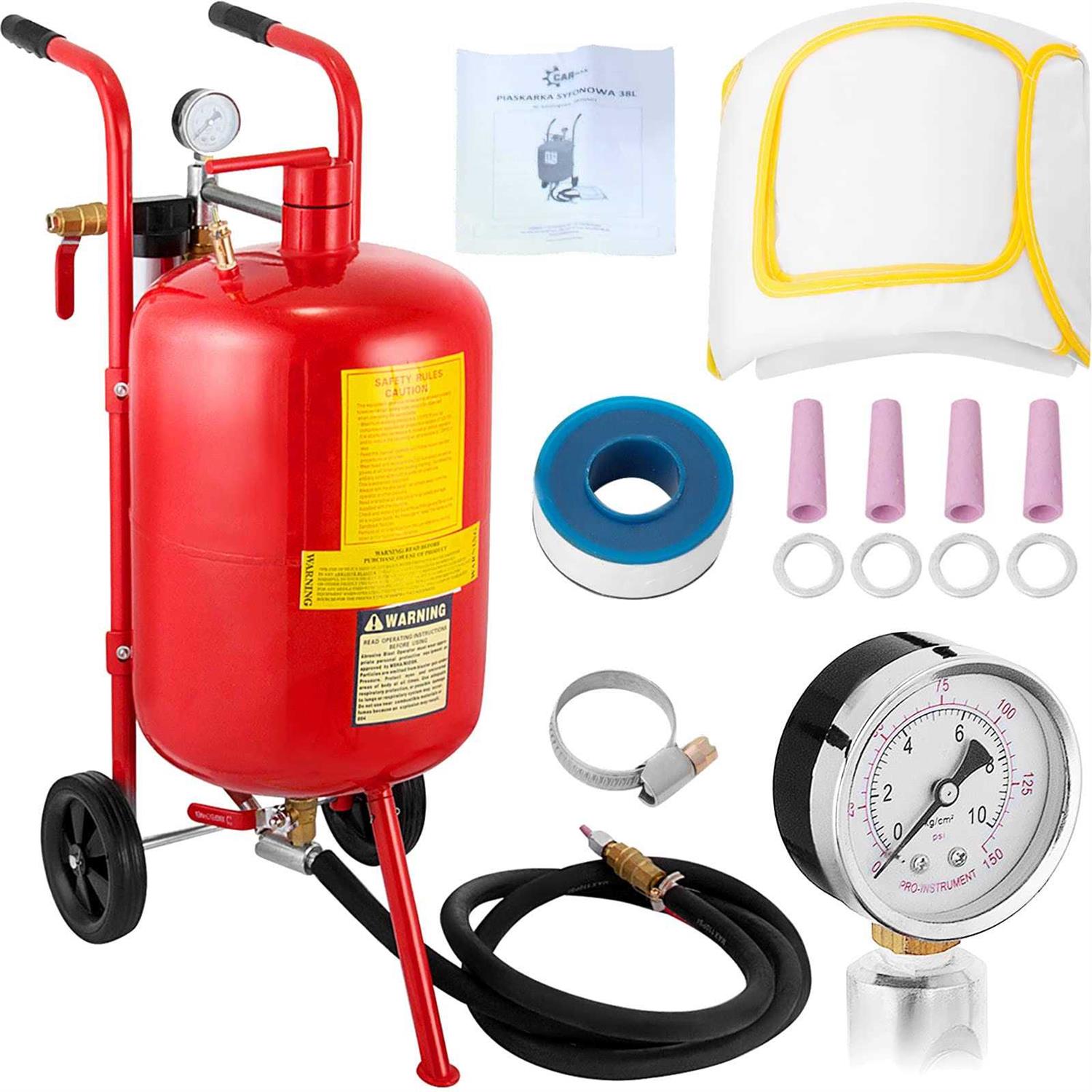 Sand Blaster VEVOR 10Gal Portable Sandblaster, 125 Psi Pressure Sand Blasting Complete Kit for Paint, Stain, Rust Removal and Special Surface - Shop Hardware Tools Online Store