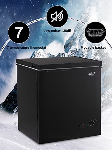 Chest Freezer Krib Bling Adjustable Thermostat Compact Freezers with Removable Storage Basket for House Kitchen Garage Basement