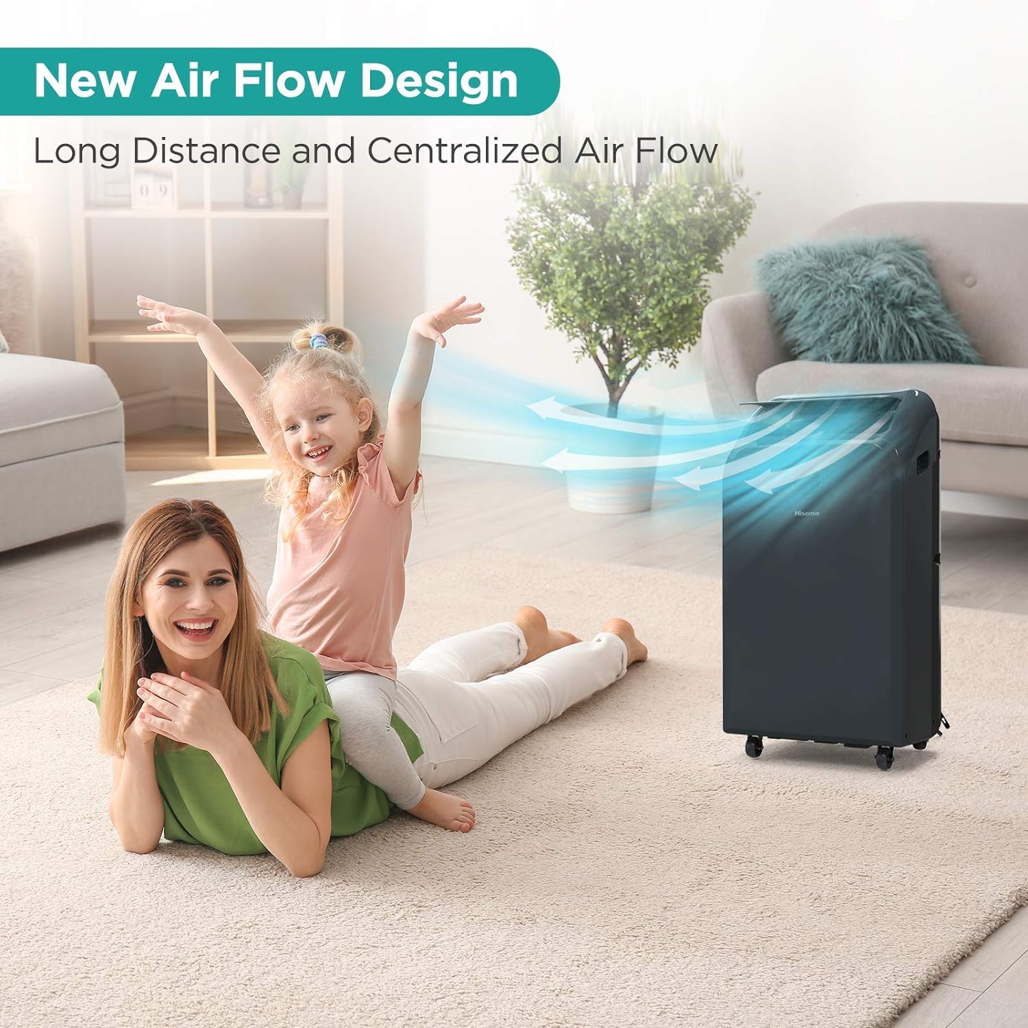 Hisense Portable Air Conditioner 9,000 BTU Cooling Dehumidifier Fan for Rooms up to 400 sq.ft, Remote Control, Long Distance Air Flow, 3 Modes - Cool, Dehumidify, Noise 49 db, - AP0921CR1G (Renewed)