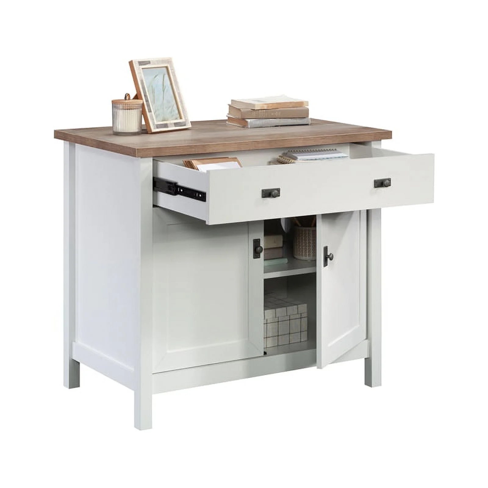 Sauder Cottage Road Engineered Wood Library Base in White Finish