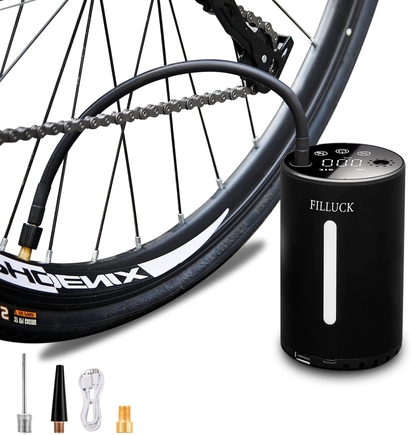 Bike Pump Portable with Gauge, Ball Pump Inflator Bicycle Electrical Pump with high Pressure Buffer Easiest use with Both Presta and Schrader Bicycle Pump Valves-120Psi Max Pack of 2