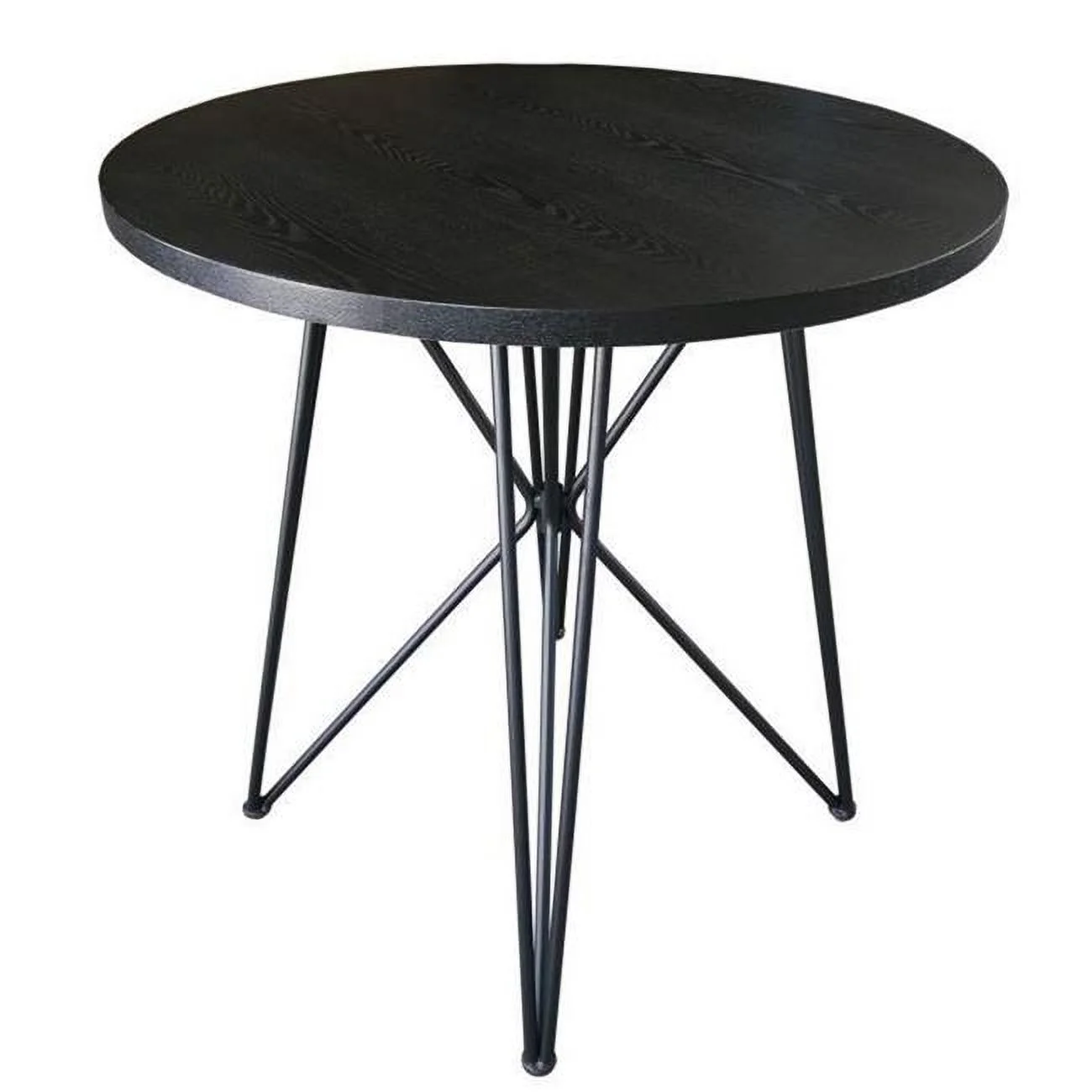45 in. Wood Grain Details & Butterfly Legs Round Dining Table, Black