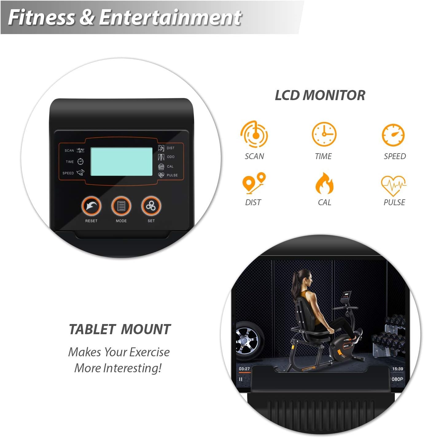 JEEKEE Recumbent Exercise Bike for Adults Seniors - Indoor Magnetic Cycling Fitness Equipment for Home Workout