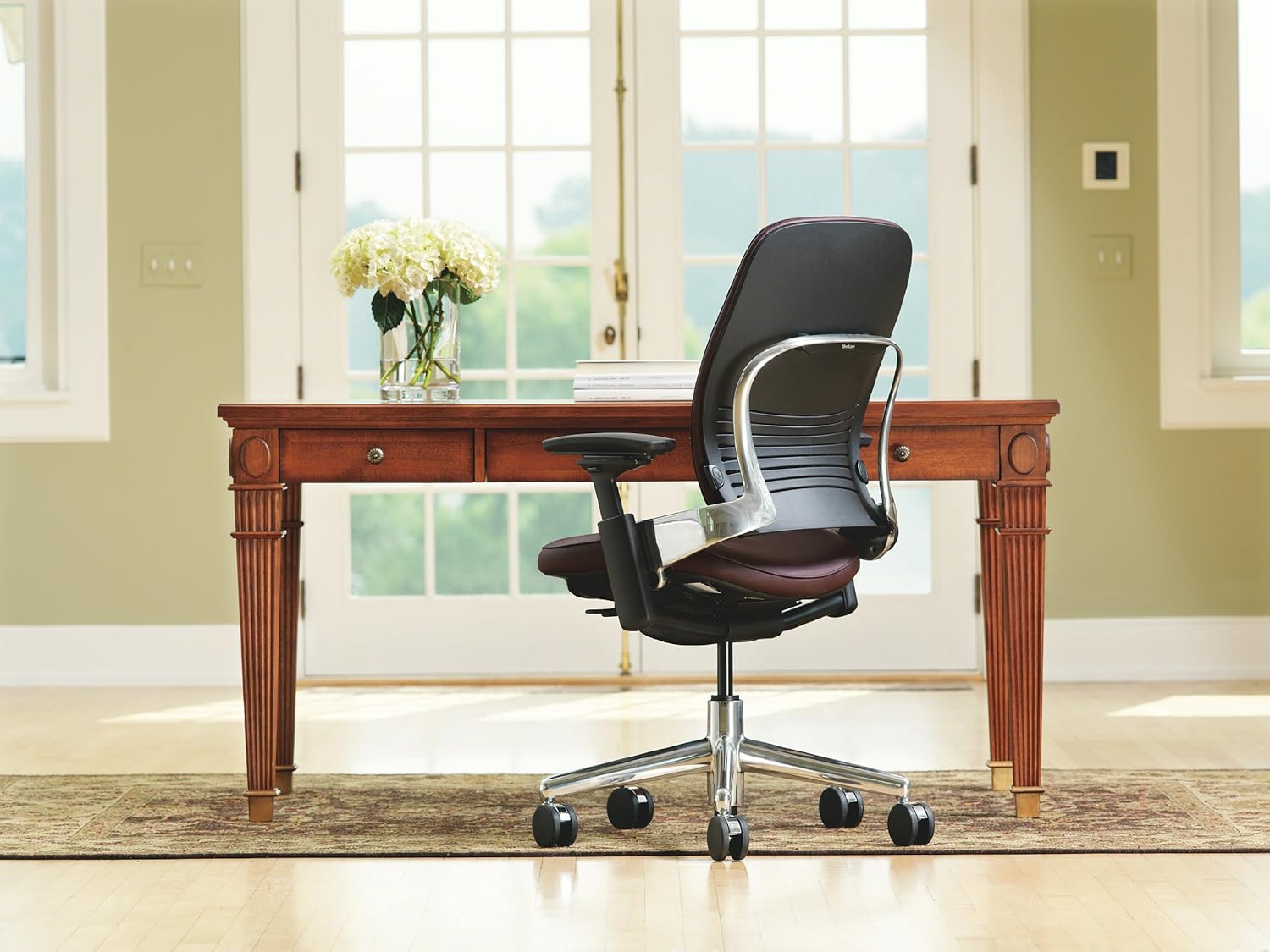 Steelcase Leap 46216179S Office Desk Chair, Black Leather
