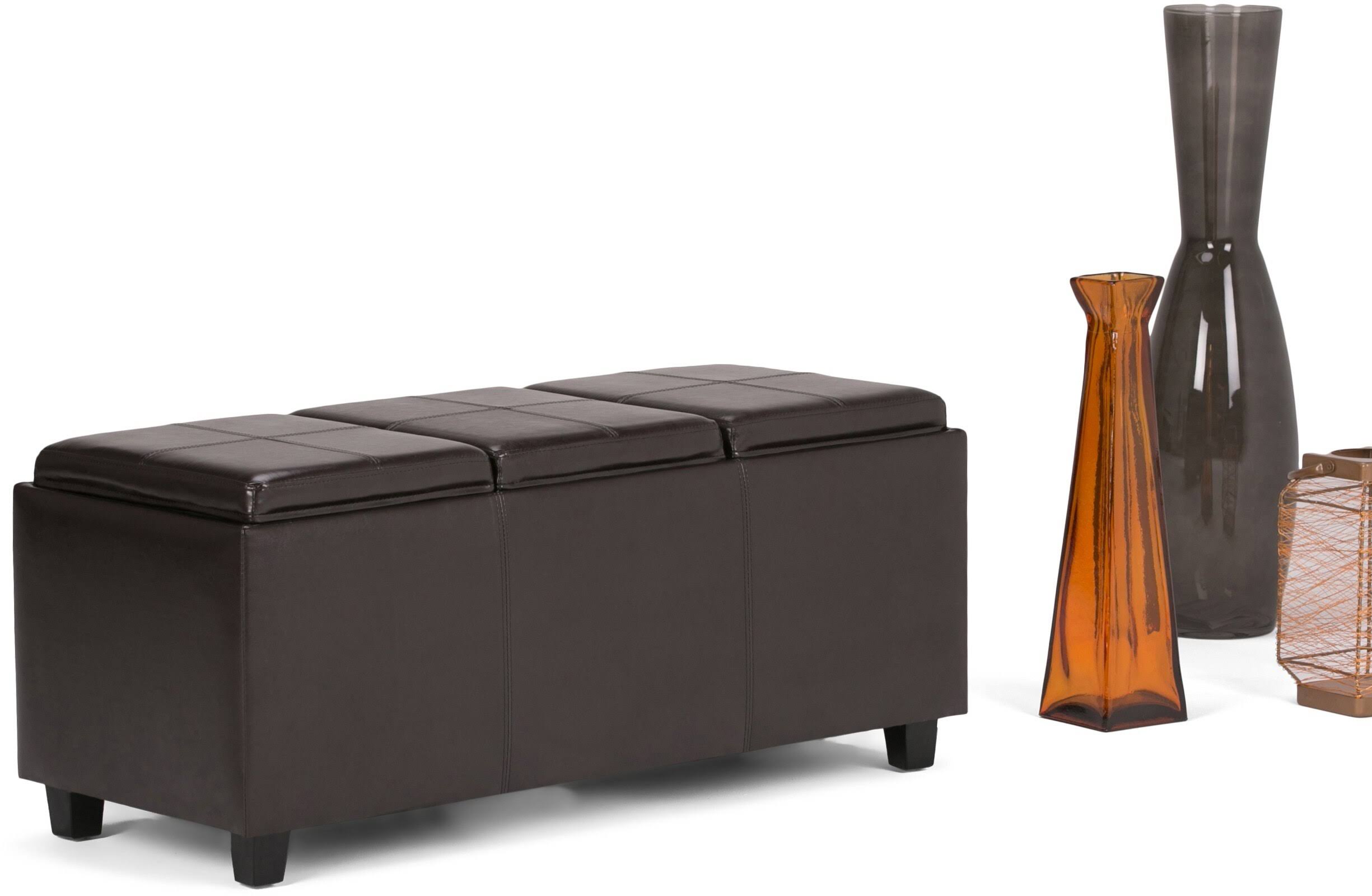 Simpli Home Avalon Storage Ottoman: Brown