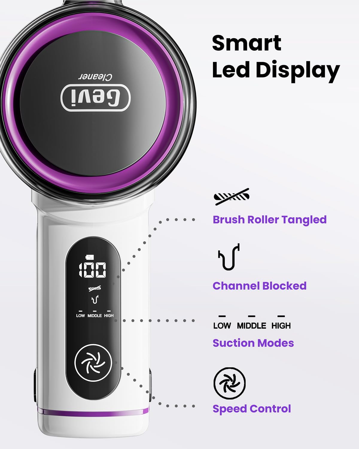 Cordless Vacuum Cleaner with 2 Detachable Batteries | Up to 90 Mins Lightweight Vacuum | 3 Suction Modes for Hard Floor Carpet
