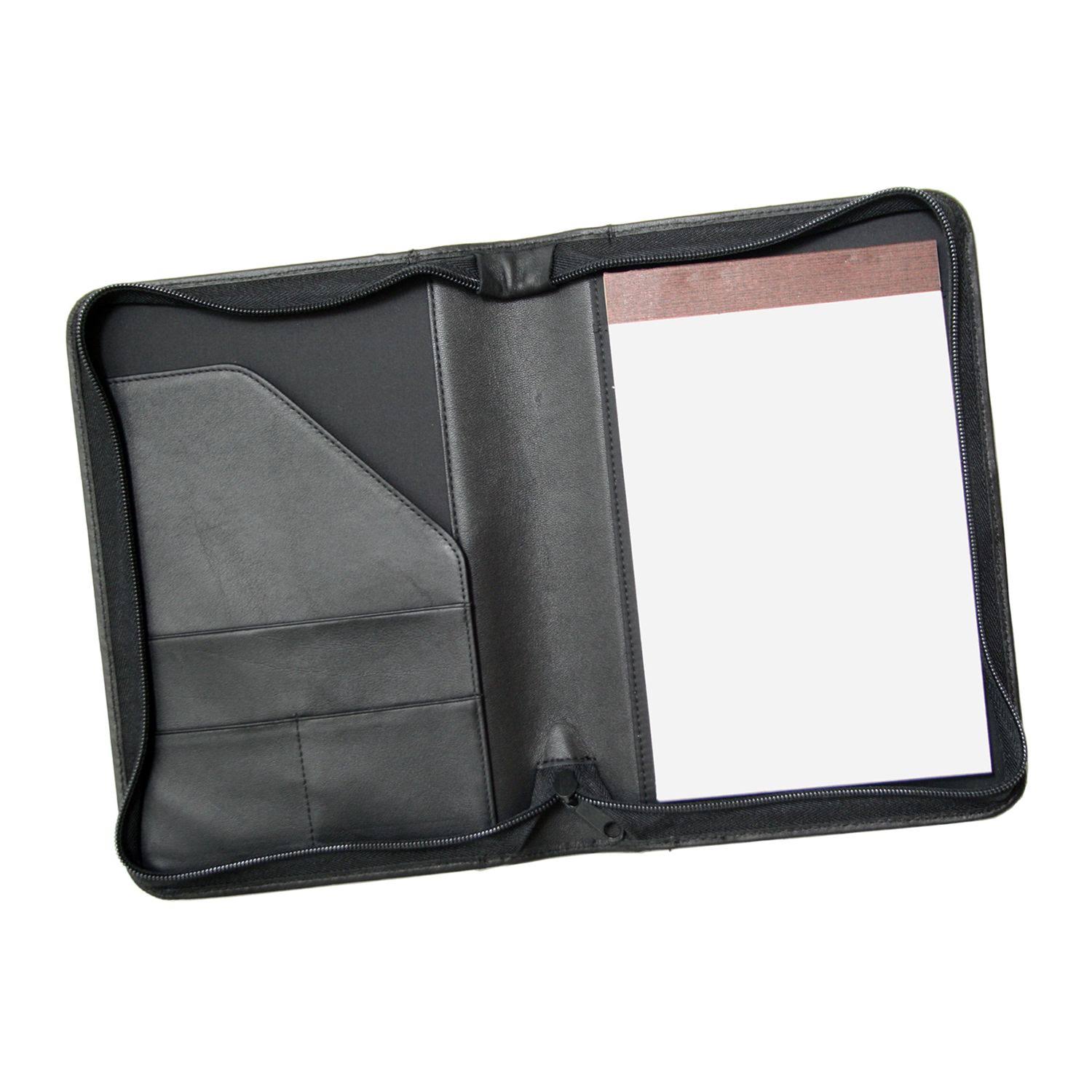 Royce Leather Zip Around Jr. Writing Padfolio (Black)