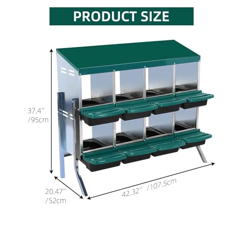 Chicken Nesting Box, 10 Hole 2 Layer Hen Nest Box with Legs, Roll Away Eggs Laying Boxes,Cleanable Pull Out Hen Roosting Boxes