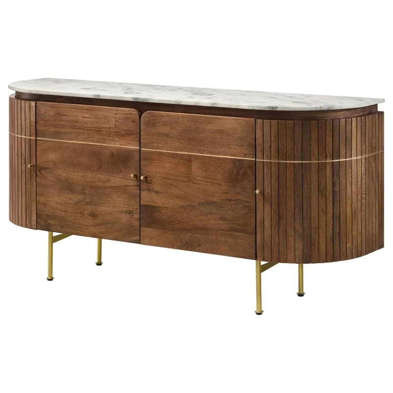 Coaster Ortega 4-door Marble Top Dining Sideboard Server in White and Natural
