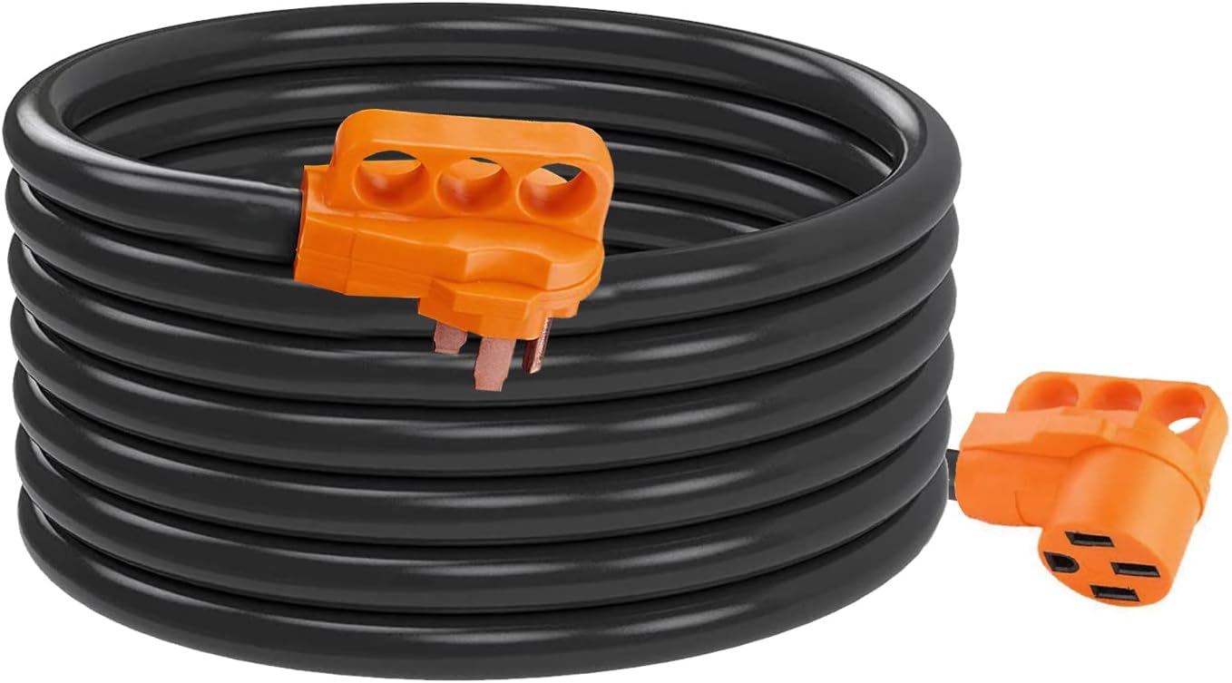 50 Amp 36 Feet RV Extension Cord, Heavy-Duty RV Power Cord with Finger Handle, Extension Cord for RV and Auto, STW 6/3 + 8/1 Generator Cord,14-50P/R Standard Plug