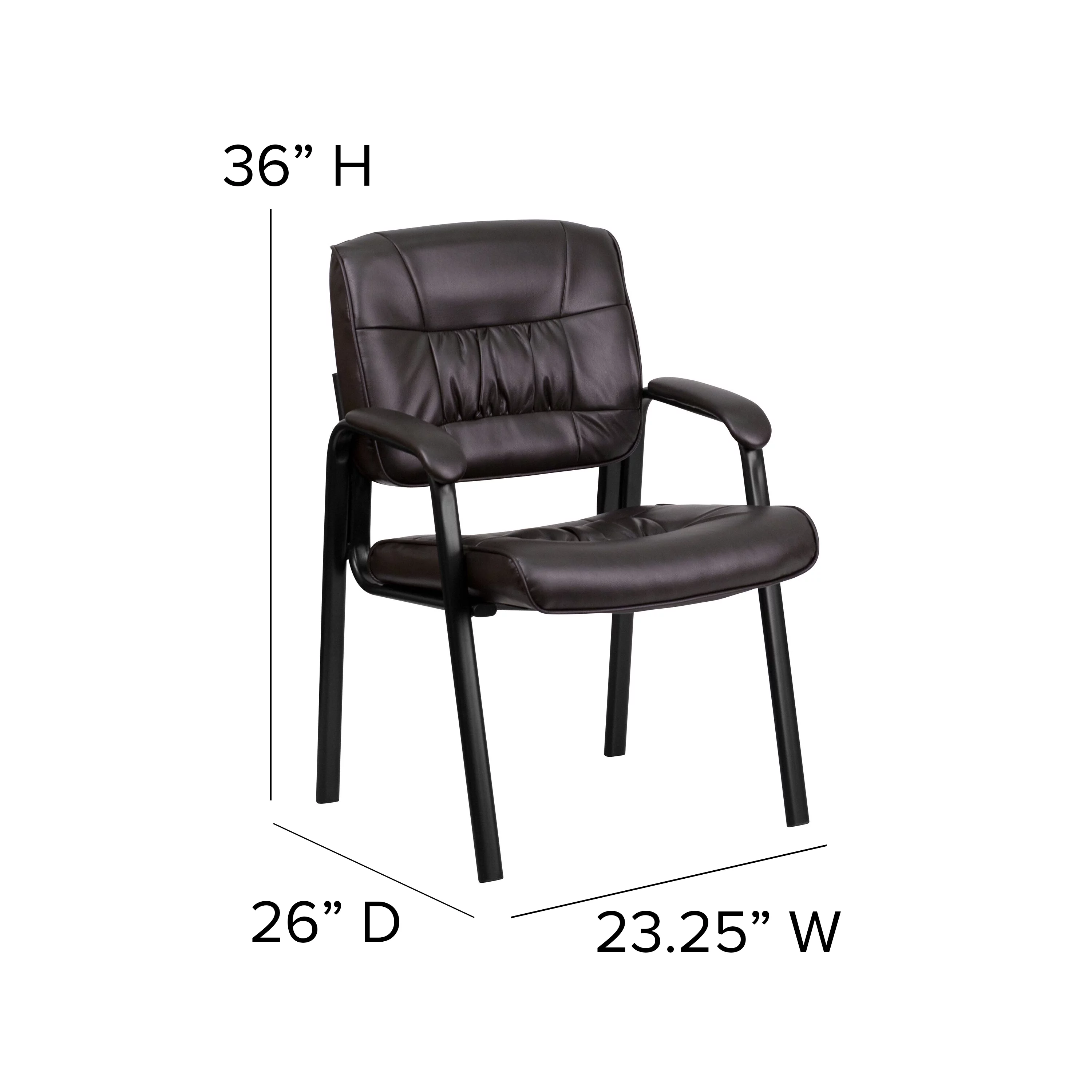 BizChair Brown LeatherSoft Executive Side Reception Chair with Black Metal Frame