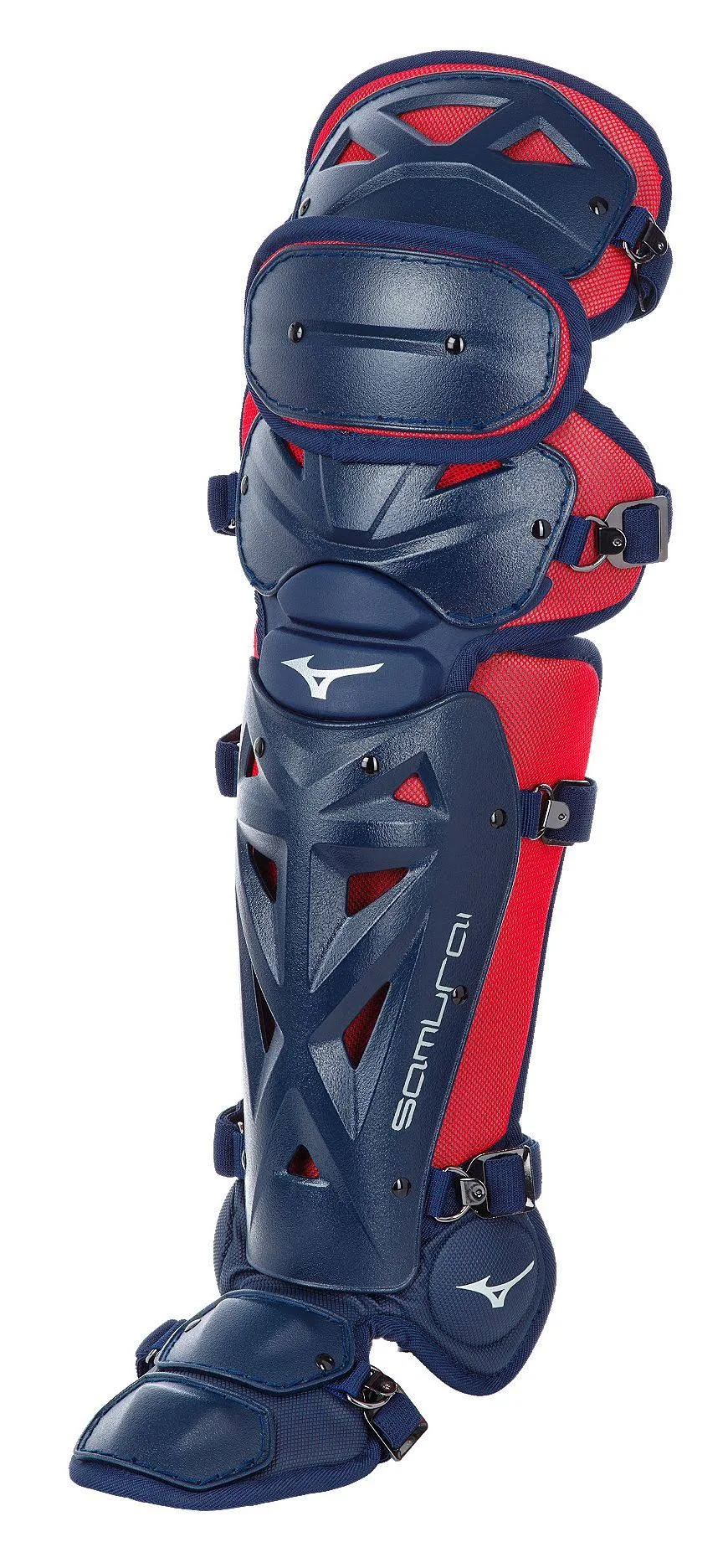 Mizuno Samurai 14.5 inch Youth Shin Guards - Navy/Red
